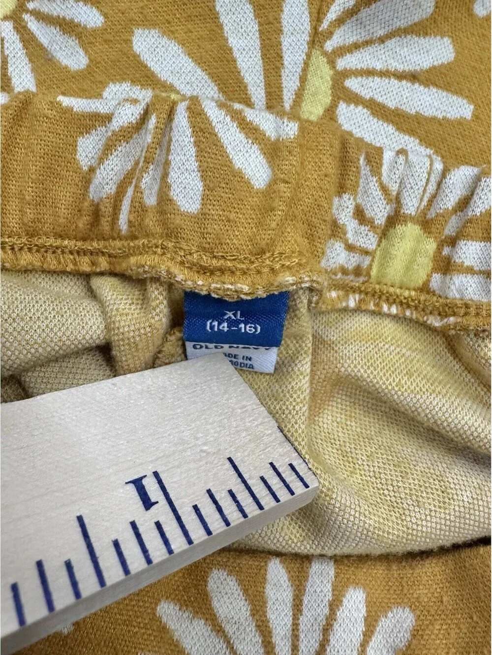 Old Navy Girls XL Floral Skort Mustard White Wrap Front Elastic Waist Pull On